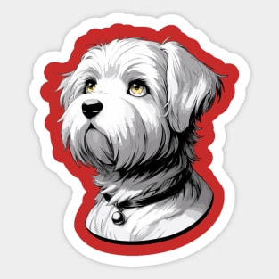 Stunning and Cool Dandie Dinmont Terrier Monochrome and Gold Portrait for Father's Day Sticker